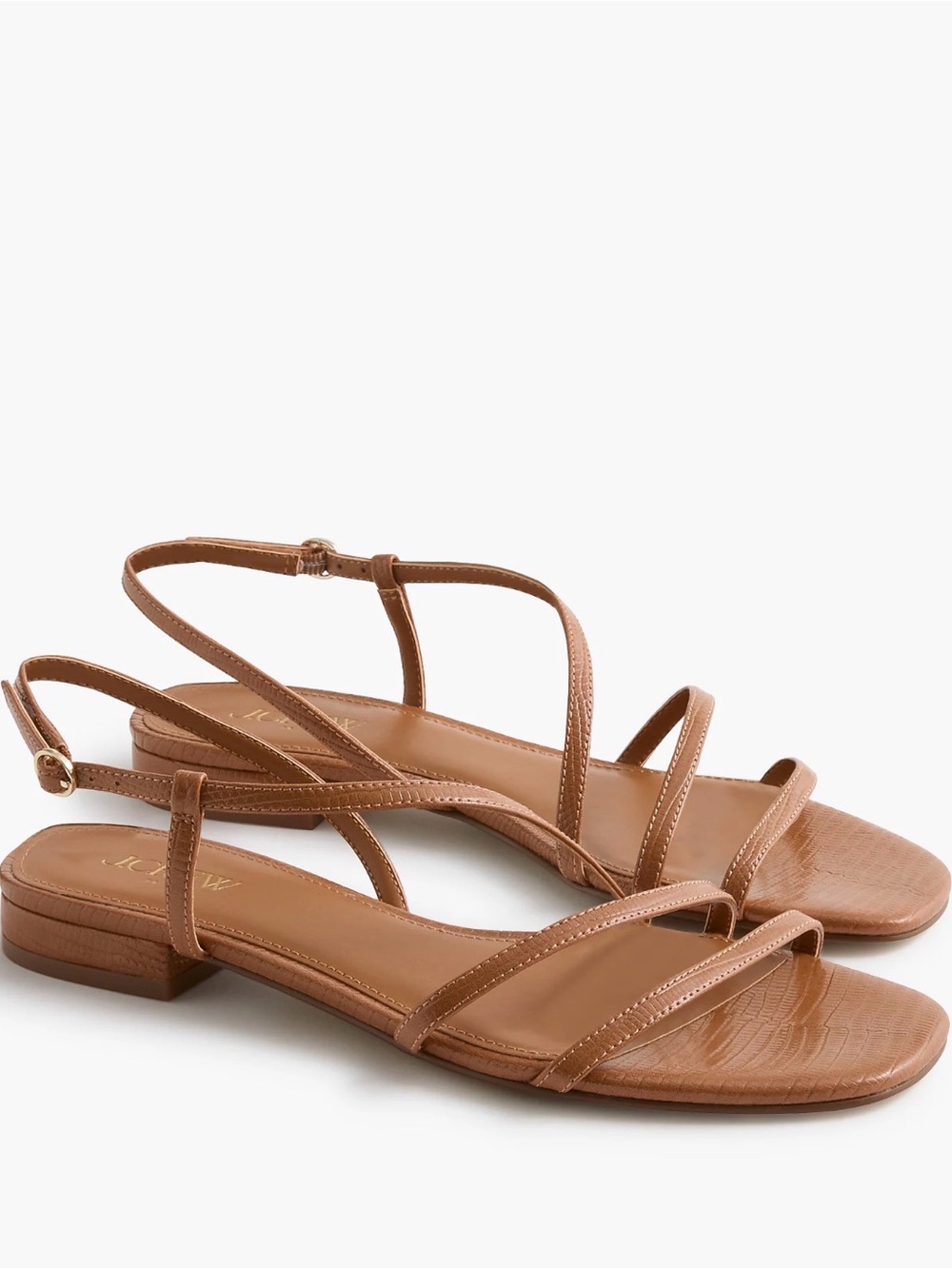 J. Crew Factory Strappy Cognac Brown Low Block Heel Sandals